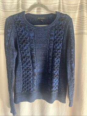 Banana Republic Women's Royal Blue Cable Knit Crewneck Sweater
